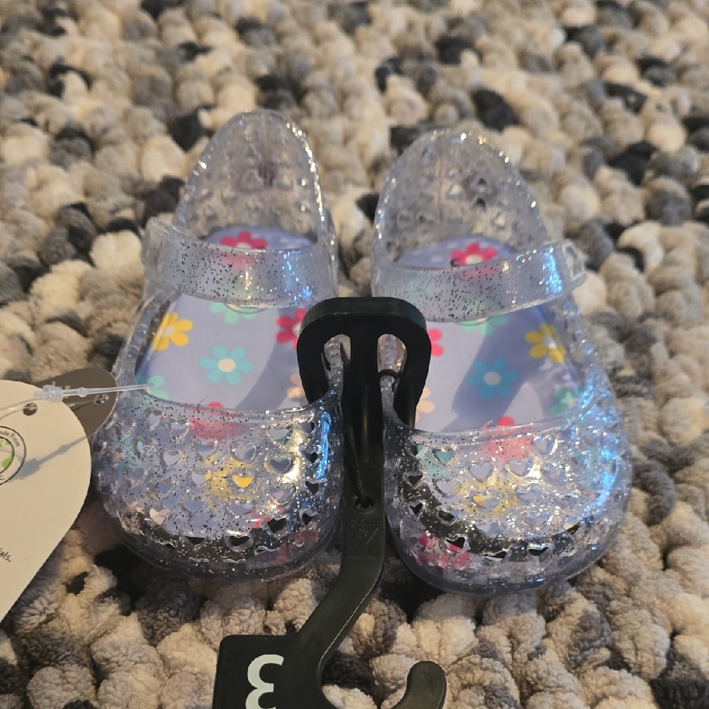 Girla Wonder Nation Clear Glitter Jelly Sandals Size 3